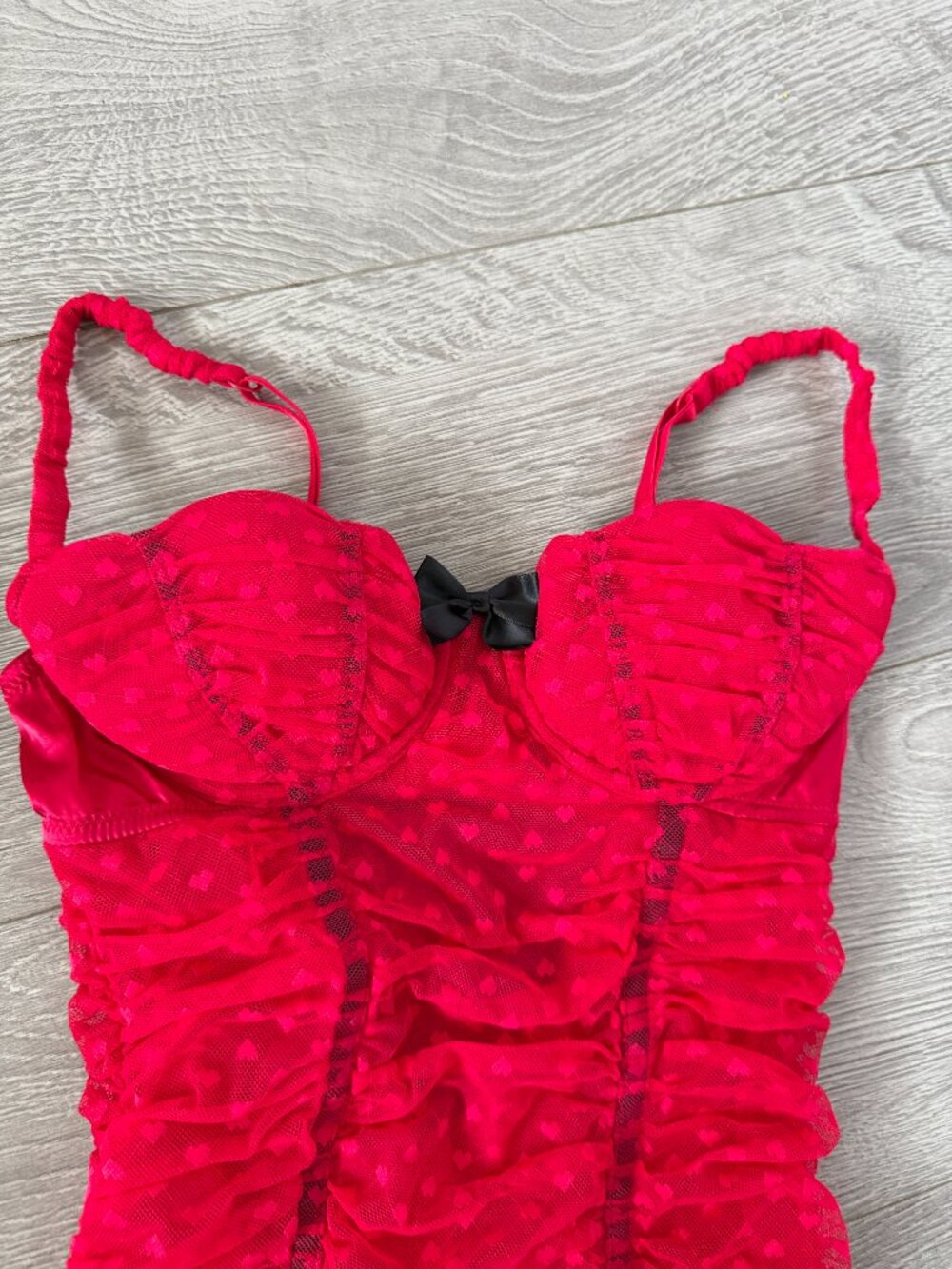 Victoria’s Secret Sexy Little Things Pink Heart Mesh Bustier Babydoll 34B - Picture 2 of 15